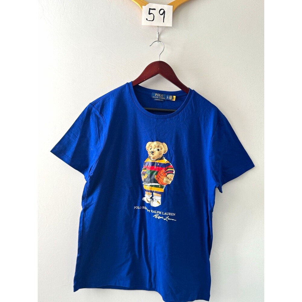 Polo Ralph Lauren Polo Bear Graphic T-Shirt Men’s L Blue Slim Crew Neck Cotton